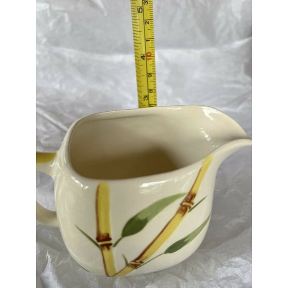 California Weil Ware vintage hand decorated bamboo design creamer Yellow 1950's - Picture 6 of 6